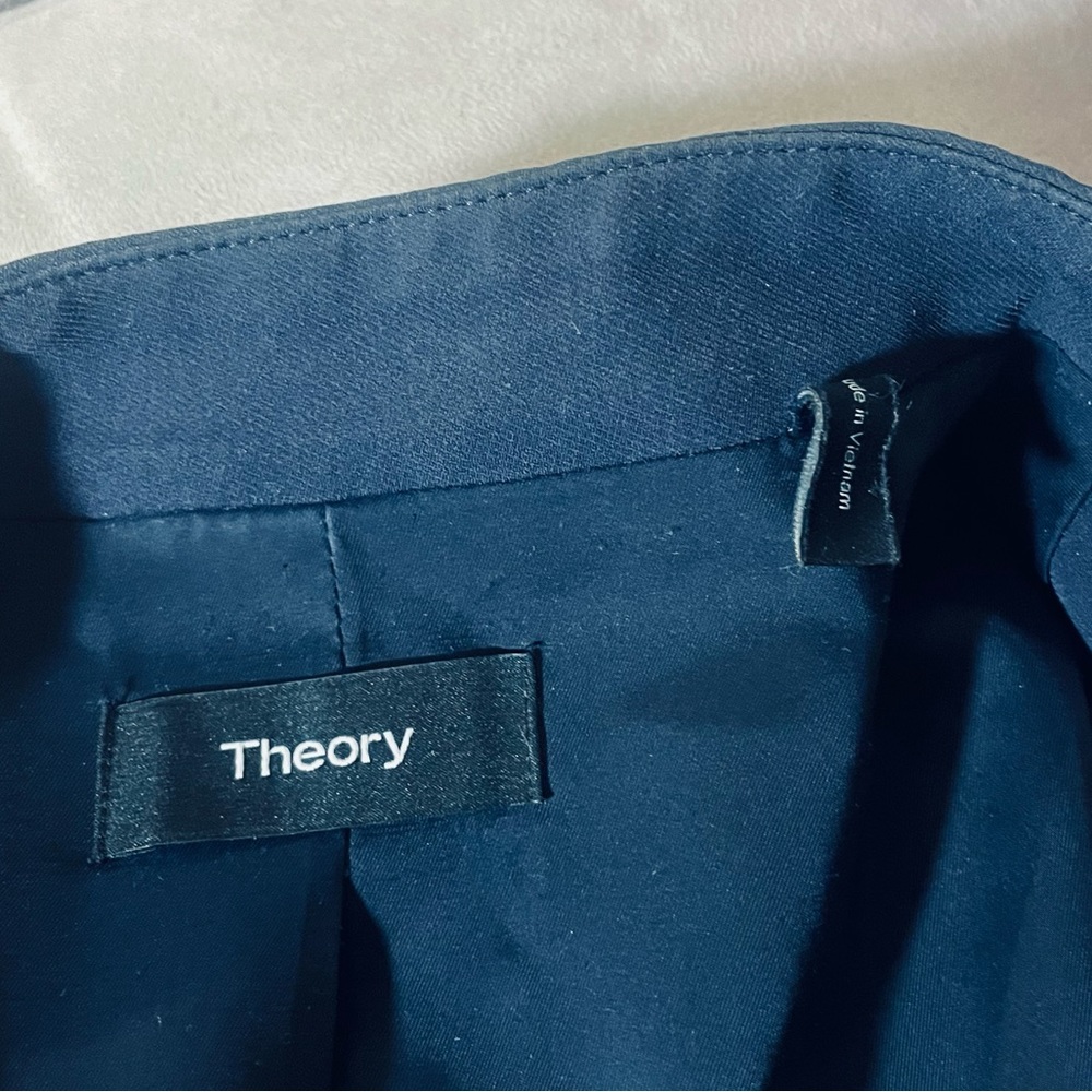 Theory Winola R Deep Navy Drapey Crepe Blazer - image 8